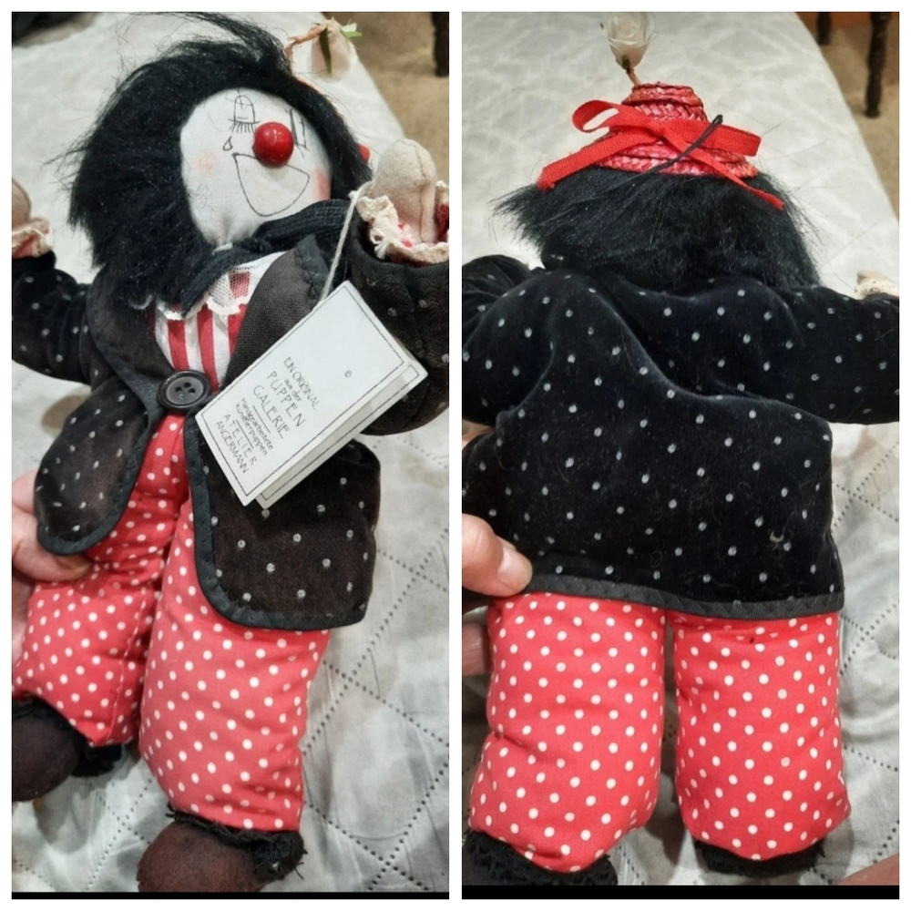 Vtg Kunstler puppet doll creepy clown hobo